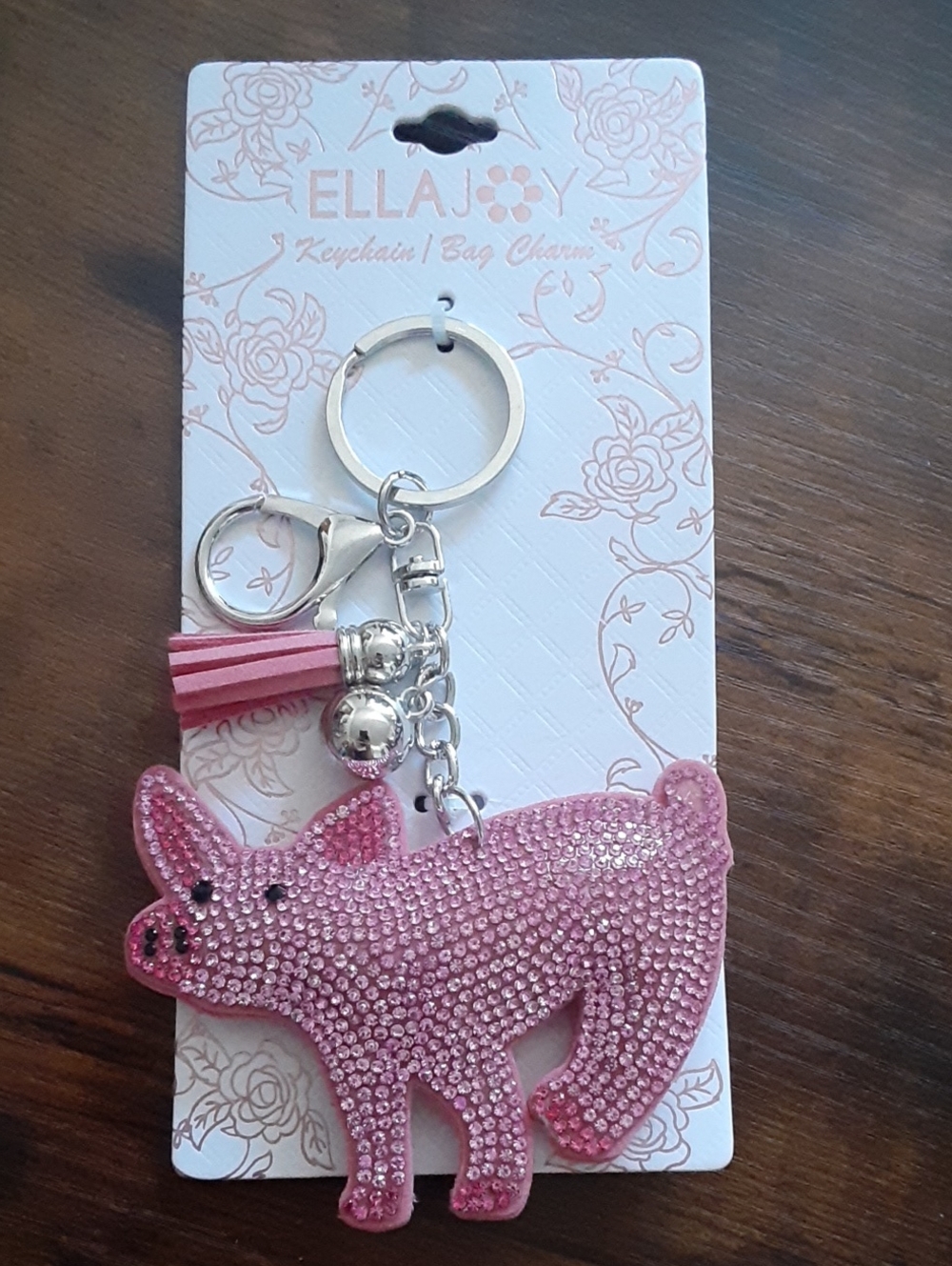 Blingy Pink Pig Bag Charm with Tassel - Picture 1 of 5
